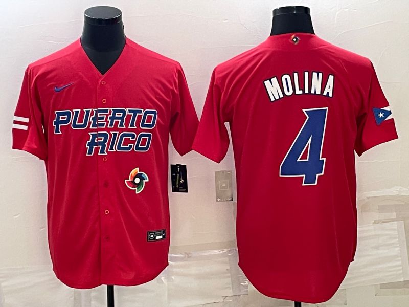 Men 2023 World Cub #4 Molina Red Nike MLB Jersey7